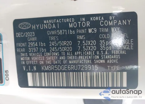 2024 Hyundai Palisade Limited from USA, damaged, VIN KM8R5DGE6RU729915